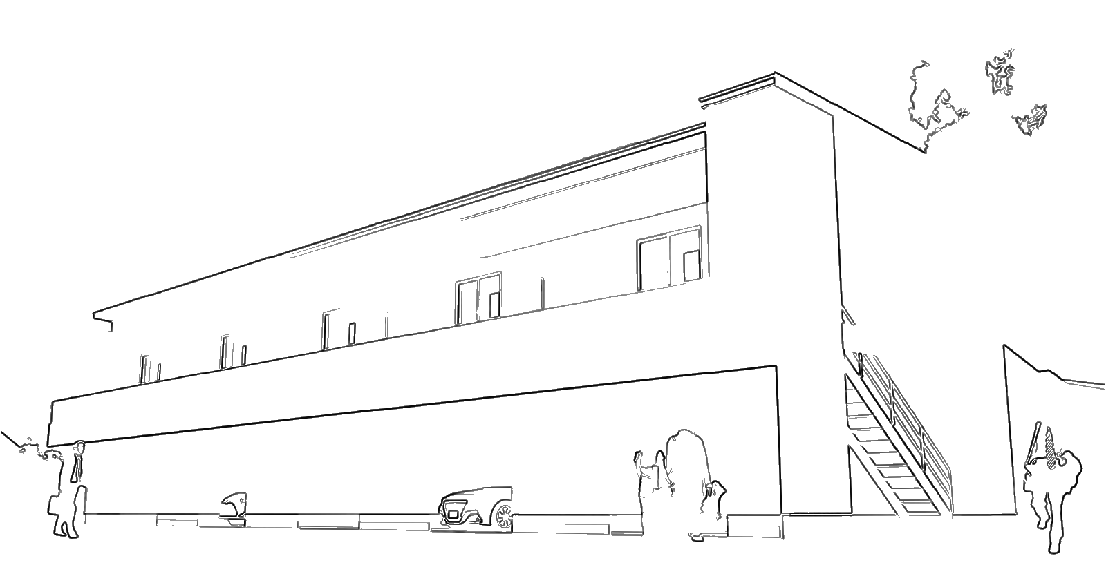 LE VOLANT（鹿屋市 笠之原町）の外観の線画