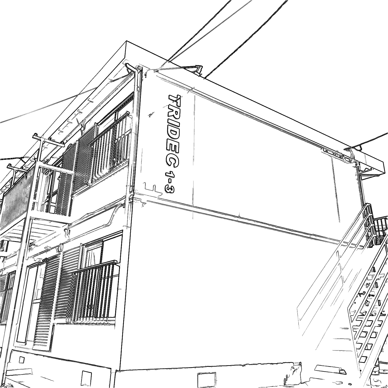 TRIDEC（鹿屋市 西原）の外観の線画